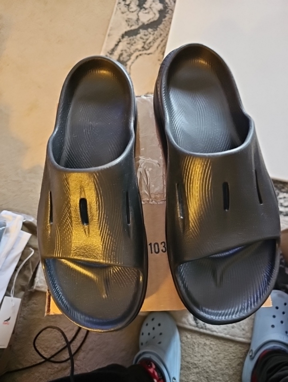 Hoka Black Slip-On Rubber Slide Sandals Mens Size 12 New, No Box